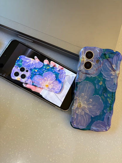 Glossy Purple Tropical Floral Oil Painting