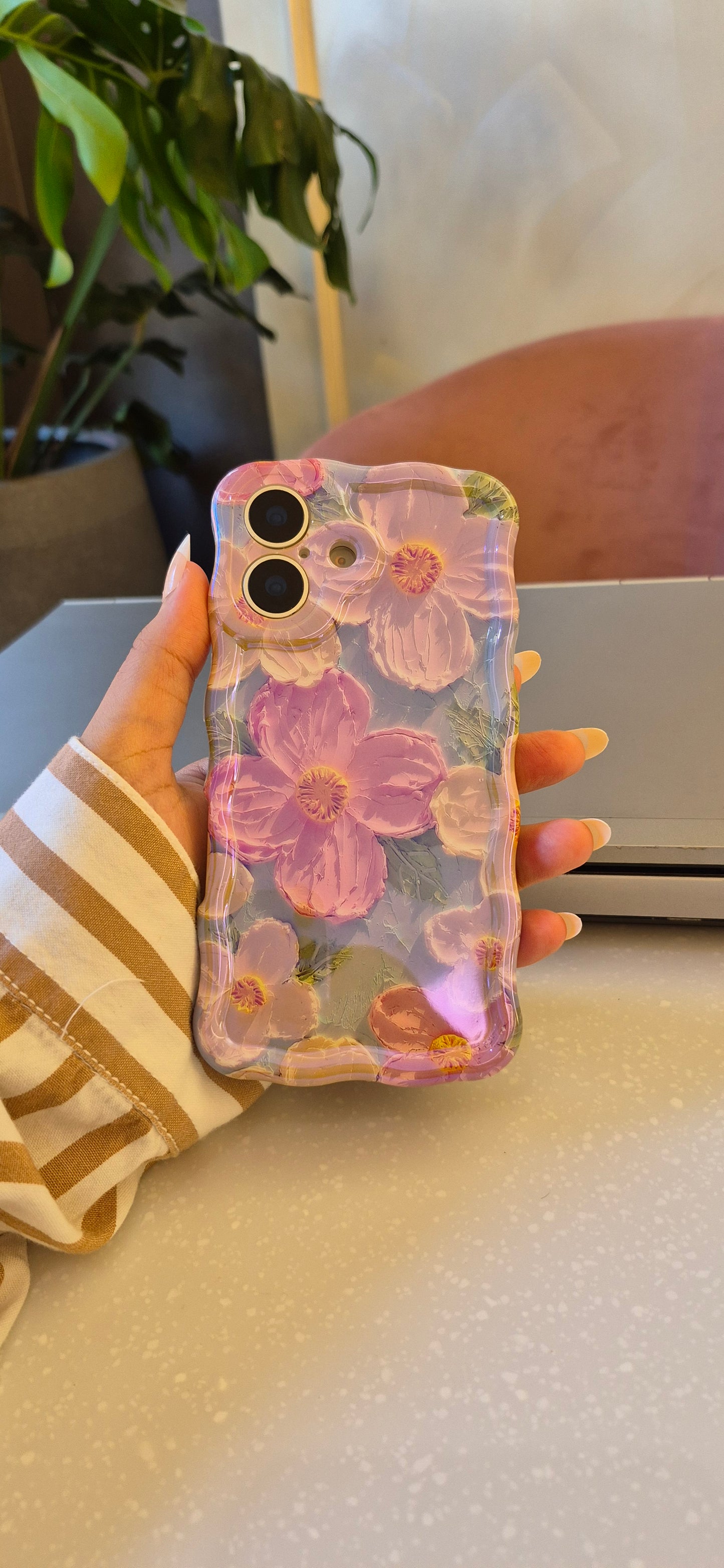 Pink Blossom Oil Painting Flower iPhone Mobile Case