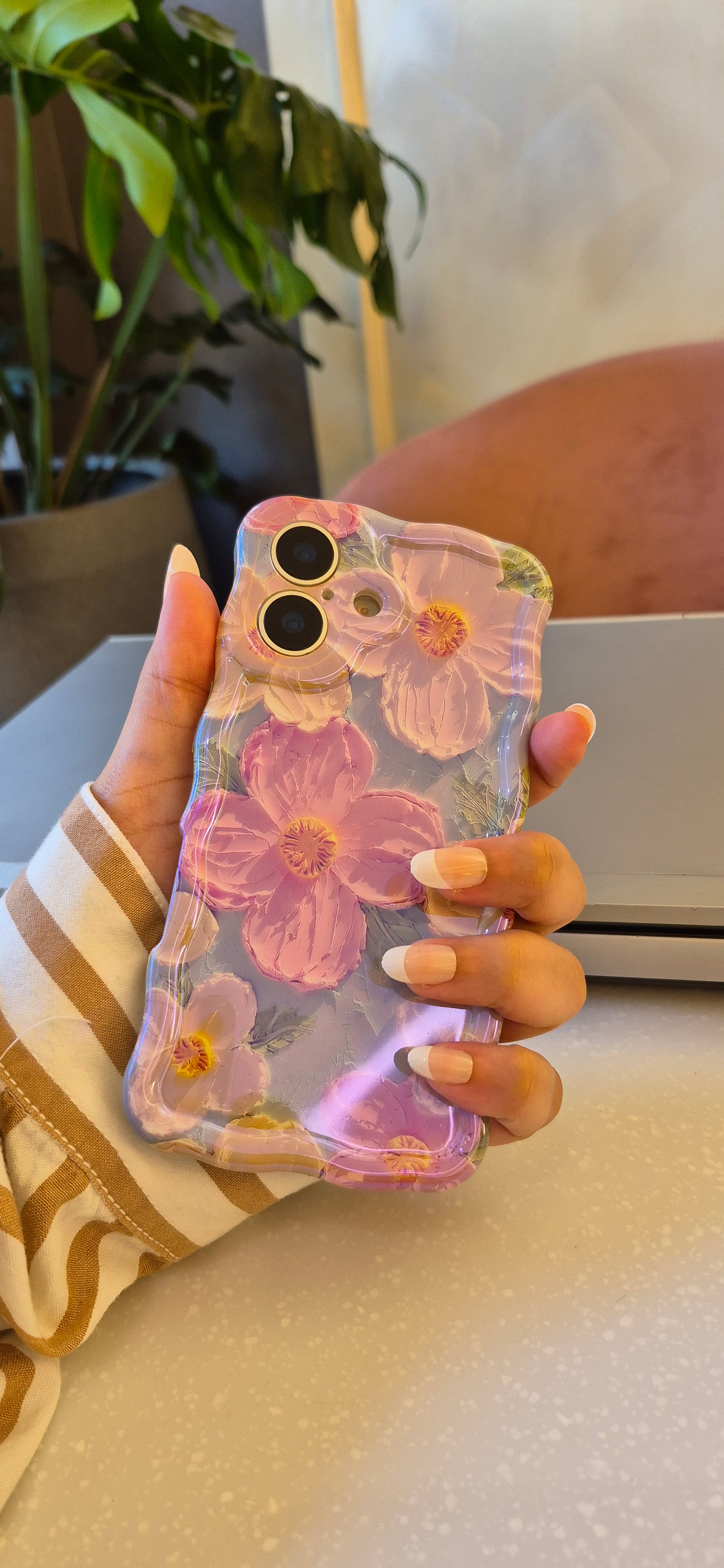 Pink Blossom Oil Painting Flower iPhone Mobile Case