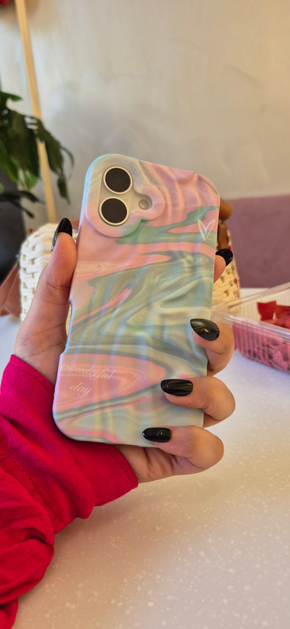 Blue & Pink Wavy Silicon Case for iPhone