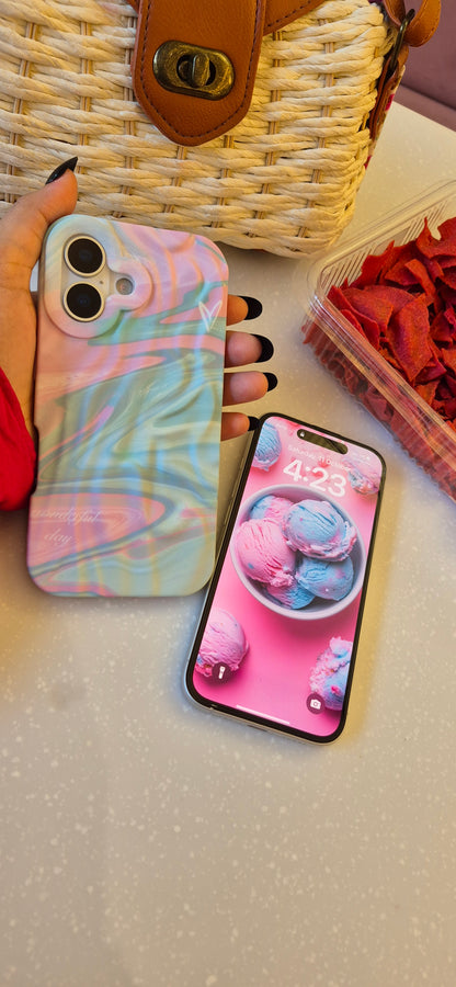 Blue & Pink Wavy Silicon Case for iPhone