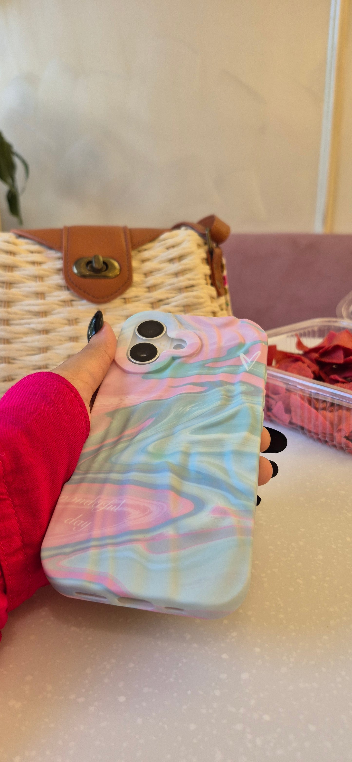 Blue & Pink Wavy Silicon Case for iPhone