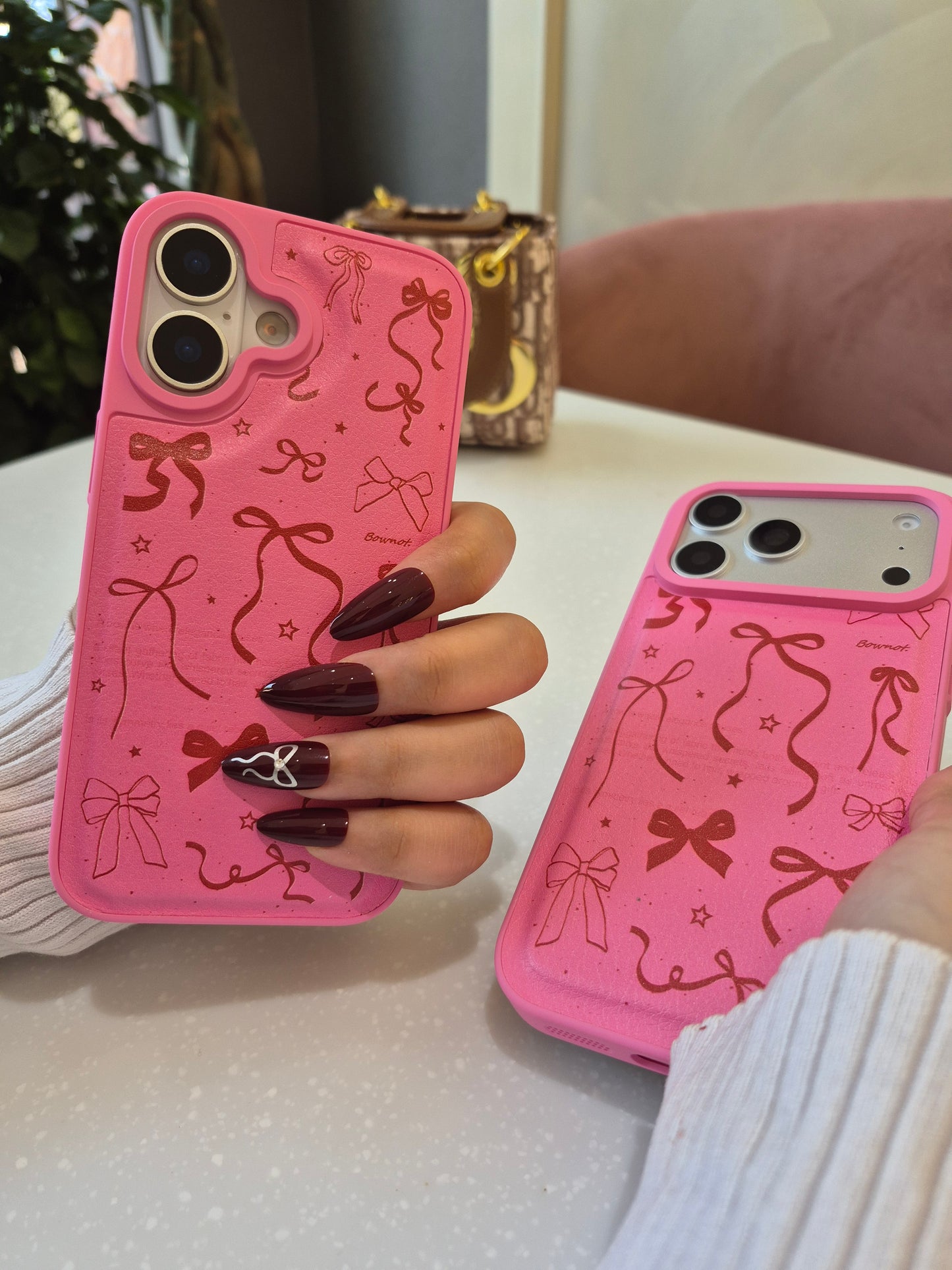Pink Bow Doodle iPhone Case