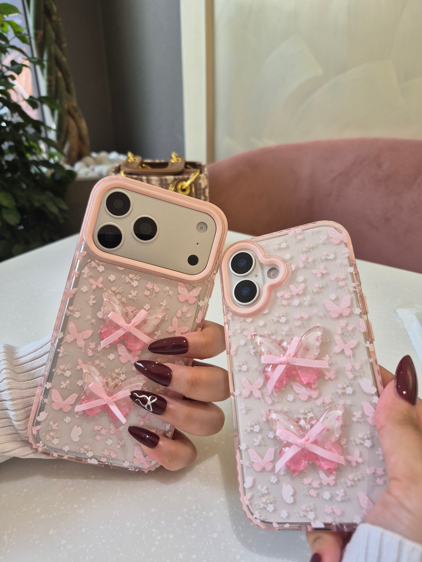 Pink Bow Butterfly  Case