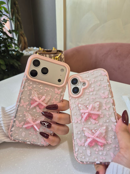 Pink Bow Butterfly  Case