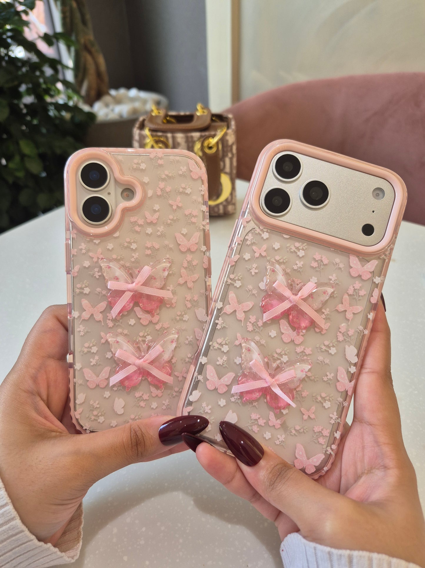 Pink Bow Butterfly  Case