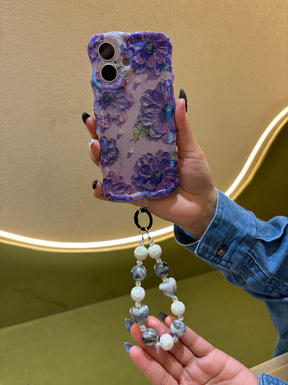 Violet Blossom Oil Painting Flower iPhone Mobile Case with Charm