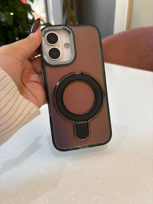 Smoke Black Magnetic Ring Stand Case