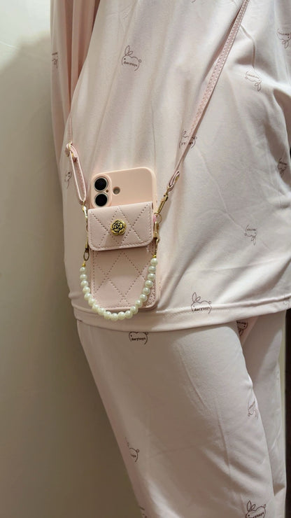 Royal Korean Pearl Pouch Sling iPhone Case