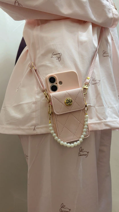 Royal Korean Pearl Pouch Sling iPhone Case