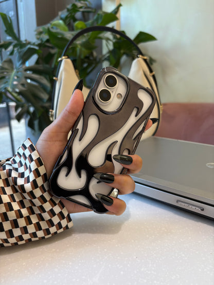 Flame Shaped 3D Plating Hollow Out Breathable Cooling iPhone Case