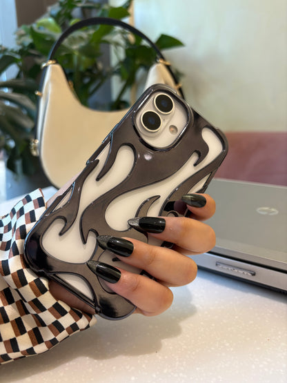 Flame Shaped 3D Plating Hollow Out Breathable Cooling iPhone Case