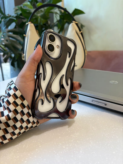 Flame Shaped 3D Plating Hollow Out Breathable Cooling iPhone Case