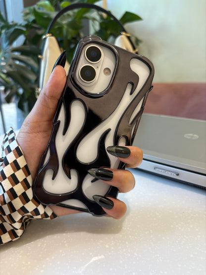 Flame Shaped 3D Plating Hollow Out Breathable Cooling iPhone Case