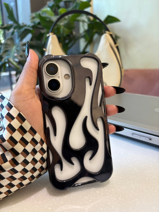 Flame Shaped 3D Plating Hollow Out Breathable Cooling iPhone Case