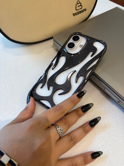 Flame Shaped 3D Plating Hollow Out Breathable Cooling iPhone Case