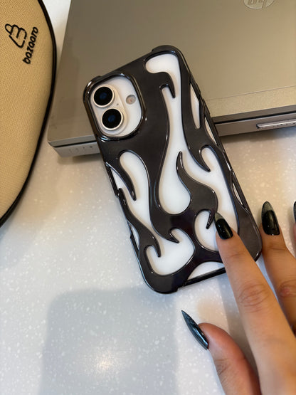 Flame Shaped 3D Plating Hollow Out Breathable Cooling iPhone Case