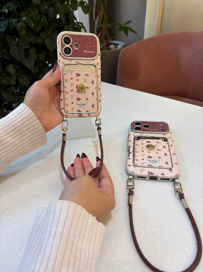 Rosy Garden Crossbody Card Case