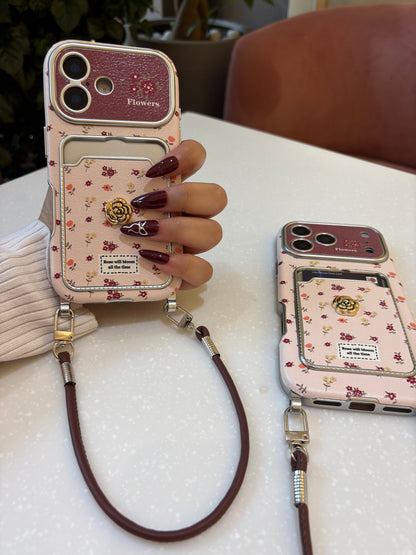 Rosy Garden Crossbody Card Case
