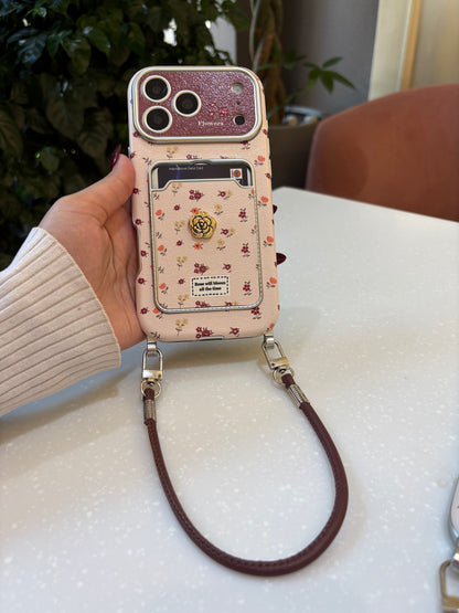 Rosy Garden Crossbody Card Case