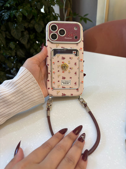 Rosy Garden Crossbody Card Case