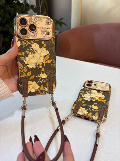 Vintage Camellia Crossbody Case