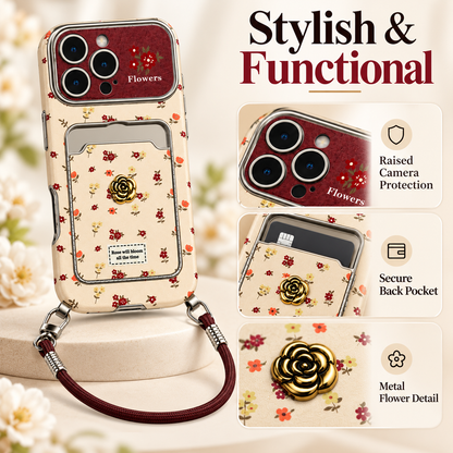 Rosy Garden Crossbody Card Case