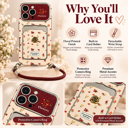 Rosy Garden Crossbody Card Case
