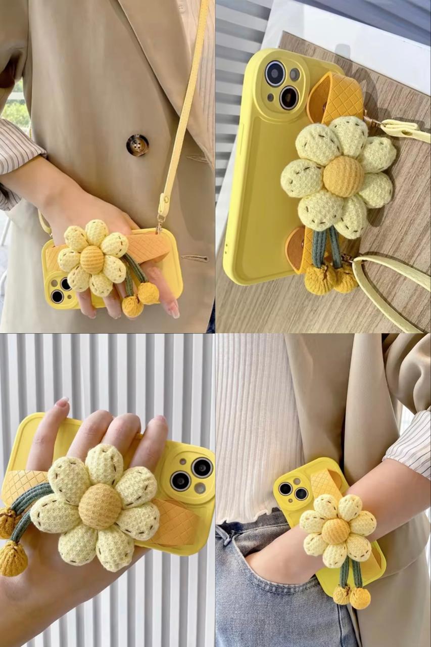 Sunflower Wrist‑Strap Phone Case for iPhone