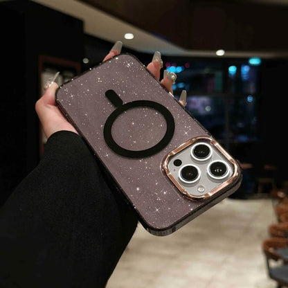 Black Glitter Magnetic MagSafe Case with Charm – iPhone 
