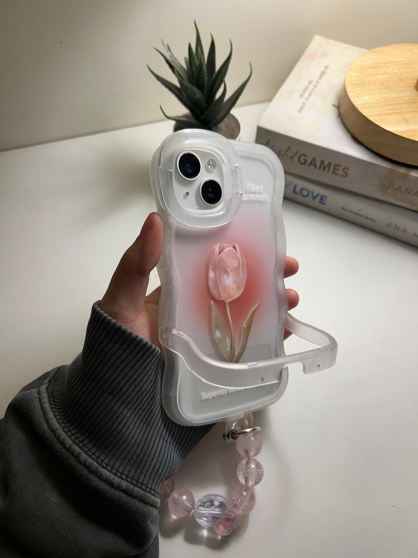 Premium Dual Stand with Charm Tulip iPhone Case