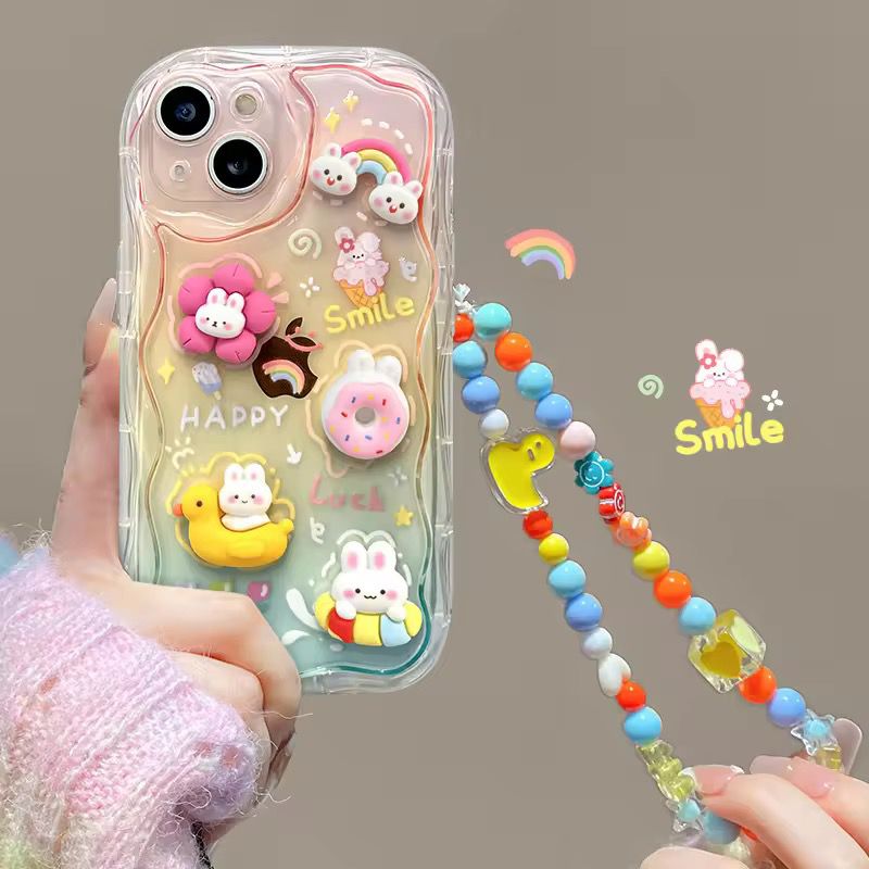 Curvy Edge Clear iPhone Case with Charm – Trendy & Protective
