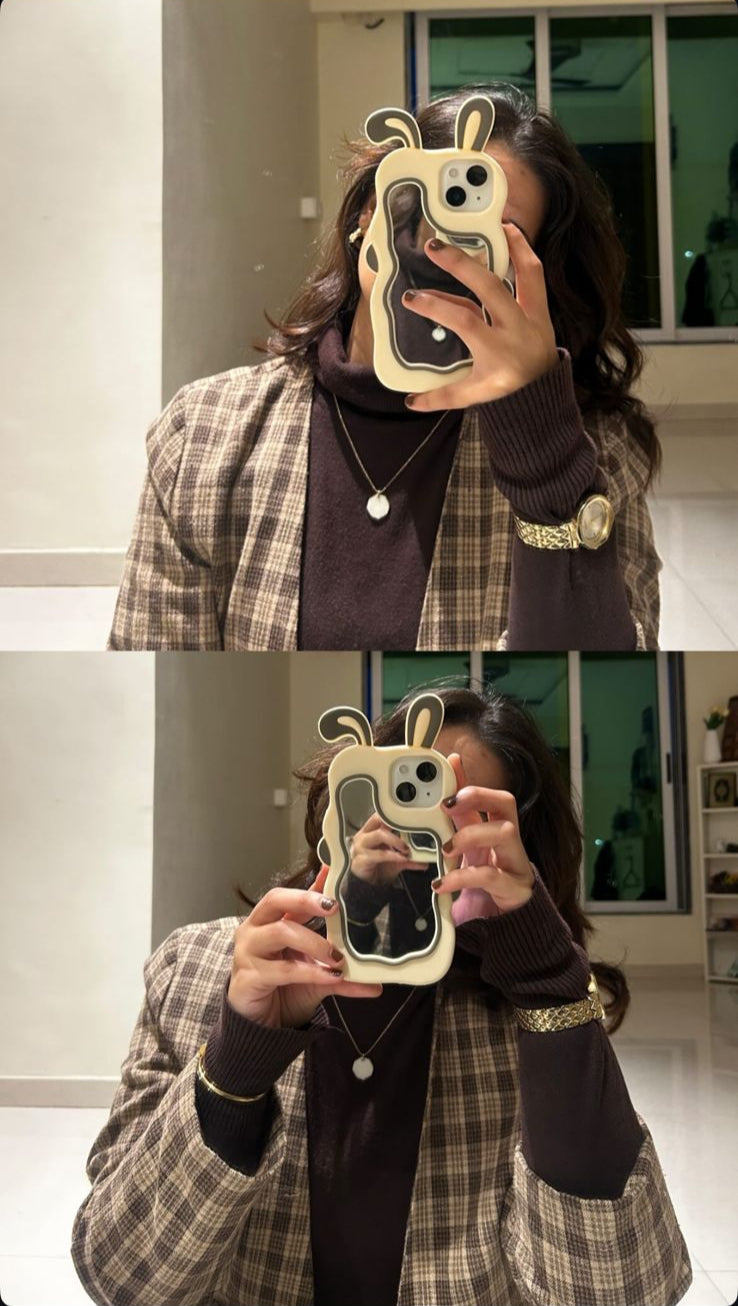 Rabbit Ear Makeup Mirror iPhone Case