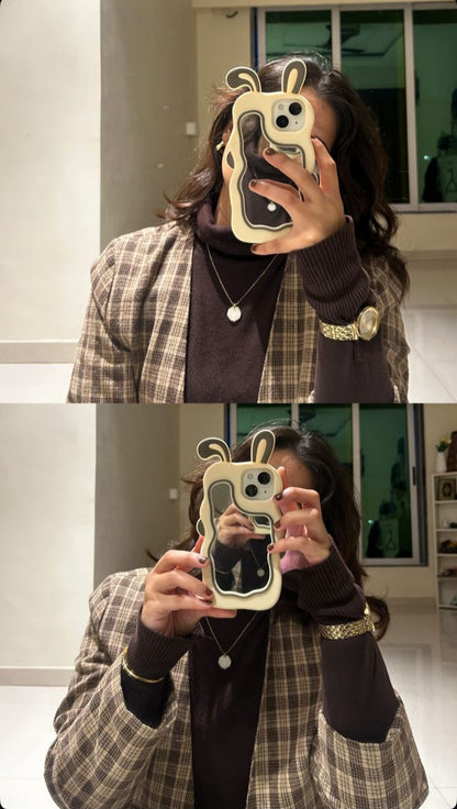 Rabbit Ear Makeup Mirror iPhone Case
