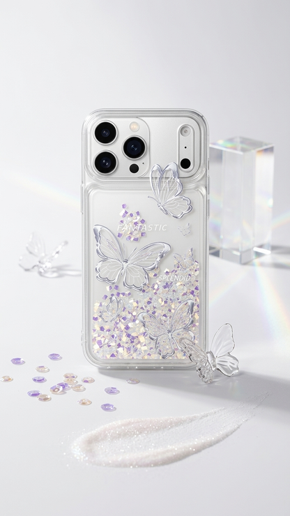 Crystal Butterfly Quicksand Glitter Case
