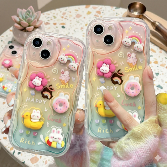 Curvy Edge Clear iPhone Case with Charm – Trendy & Protective