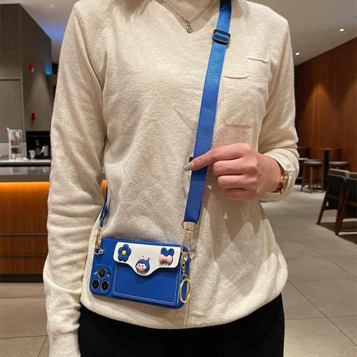 Fashion flower girls leather phone case wallet bag