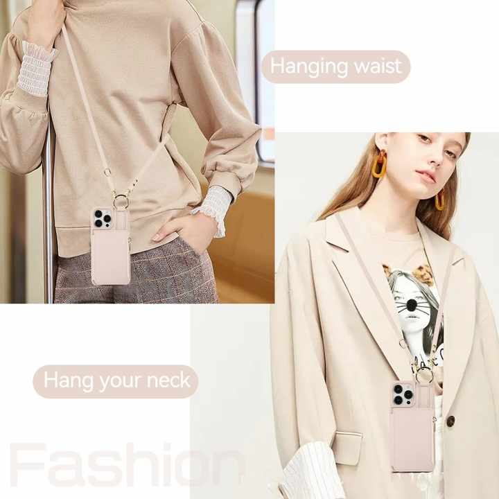 Business multifunction holder crossbody string wallet leather mobile phone case