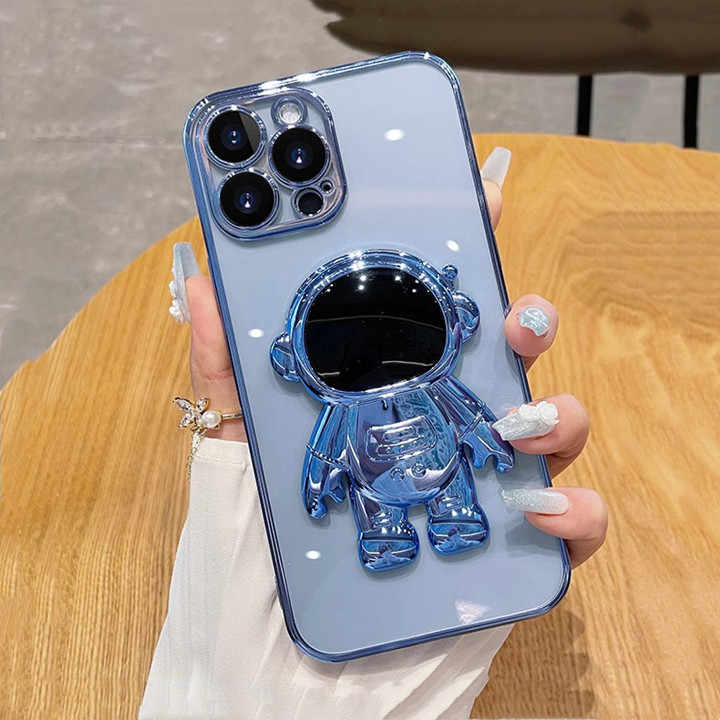 Astronaut Electroplated Phone Case with Lens Protection and Holder (for Men & Women)