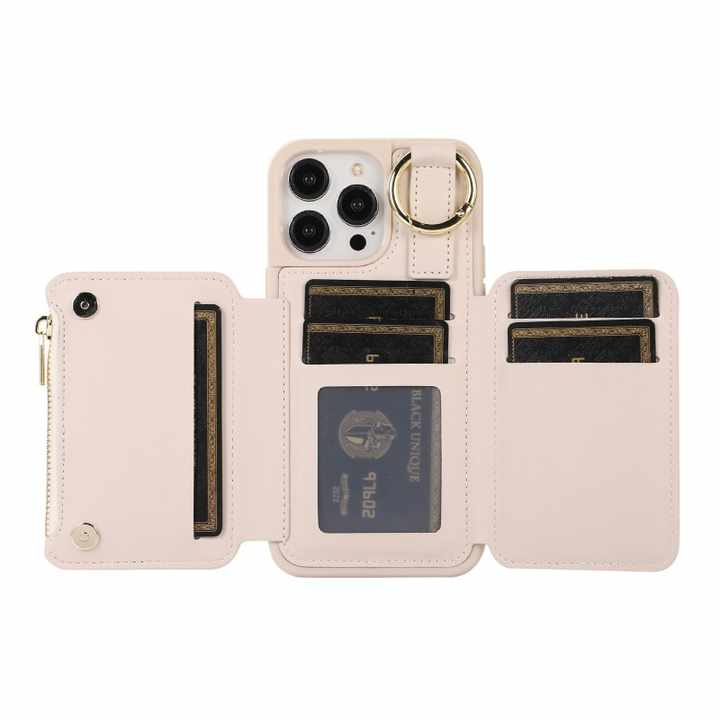 Business multifunction holder crossbody string wallet leather mobile phone case