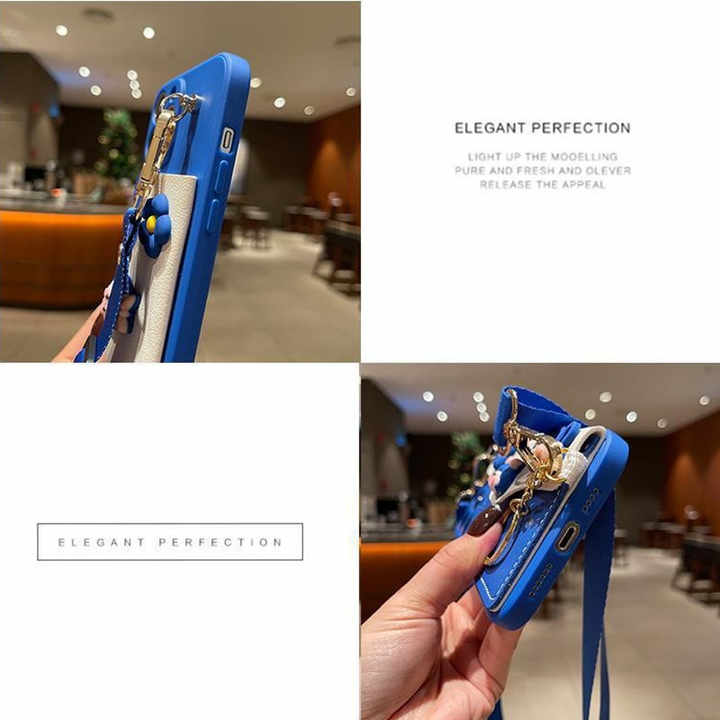 Fashion flower girls leather phone case wallet bag