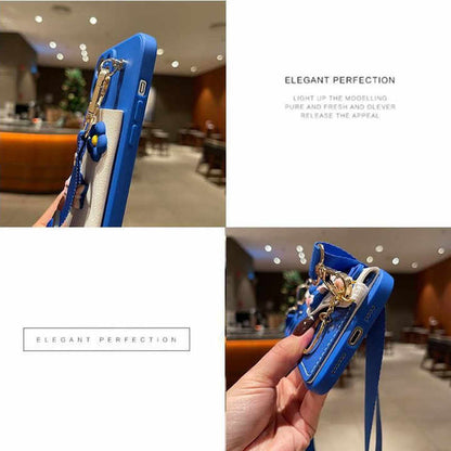 Fashion flower girls leather phone case wallet bag