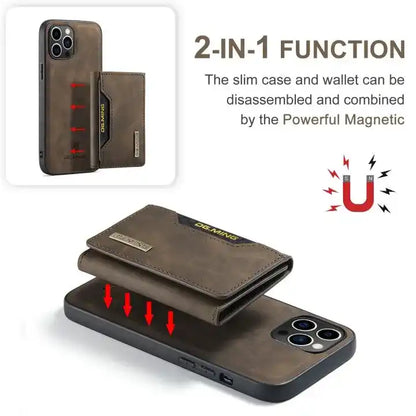 High Quality Multifunction Card Slots 2 In 1 Magnetic Fold Wallet Leather Phone Case