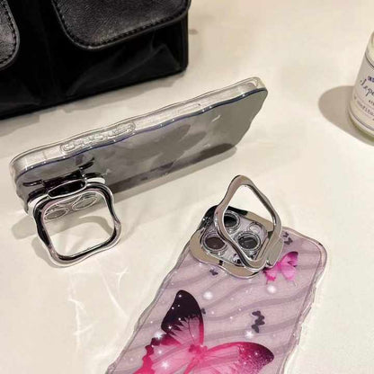 New electroplate lens holder wave glitter TPU print butterfly phone case
