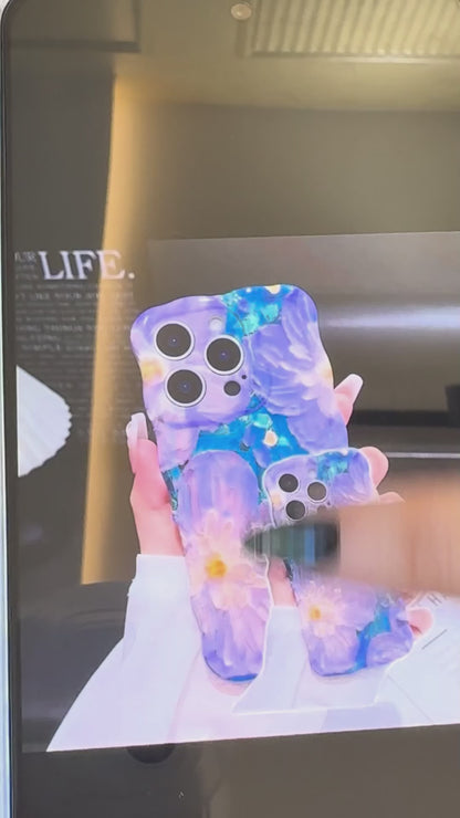 Glossy Purple Tropical Floral Oil Painting