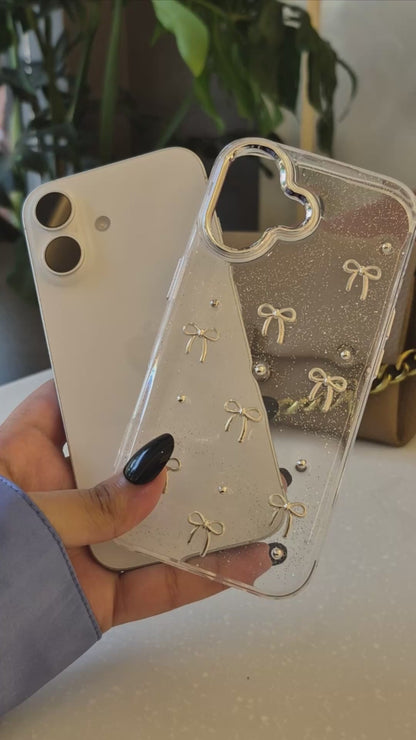Transparent Glitter Bow iPhone Case