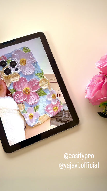 Pink Blossom Oil Painting Flower iPhone Mobile Case