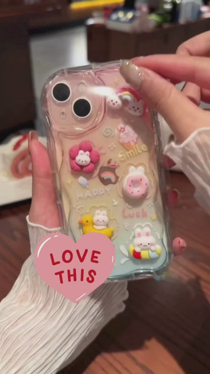 Curvy Edge Clear iPhone Case with Charm – Trendy & Protective