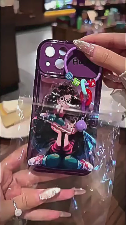 Cartoon Geek Girl iPhone Case with Charm