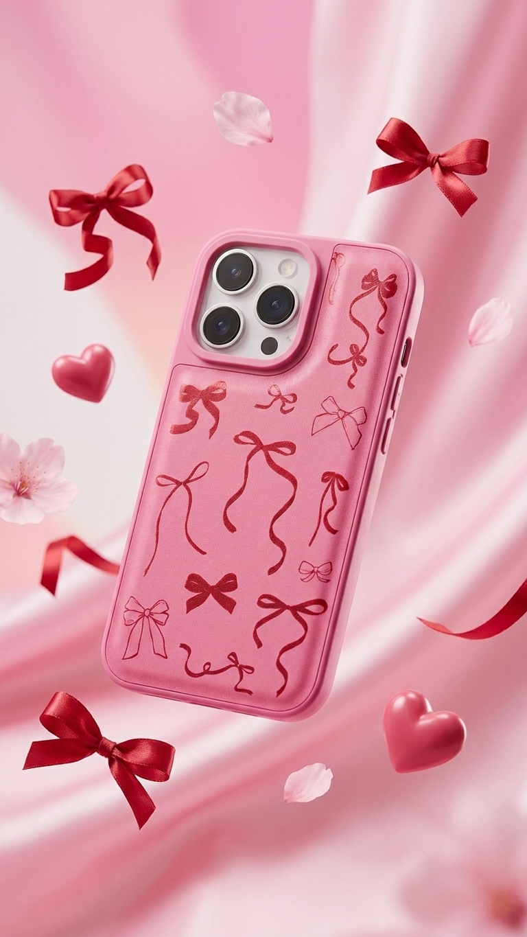Pink Bow Doodle iPhone Case